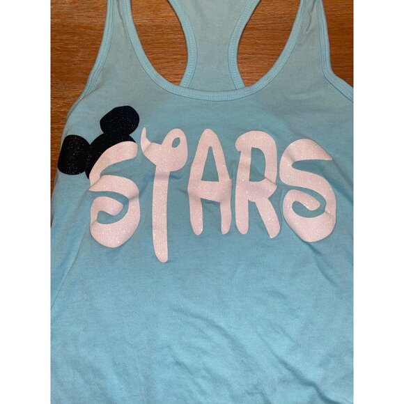 Disney-Inspired "Stars" Racerback Tank Top Womens Light Blue - Picture 2 of 3